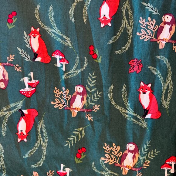 Modcloth x Collectif Whimsical Winter Forest Fox Overall Jumper Dress Skirt 8 M - Picture 3 of 6